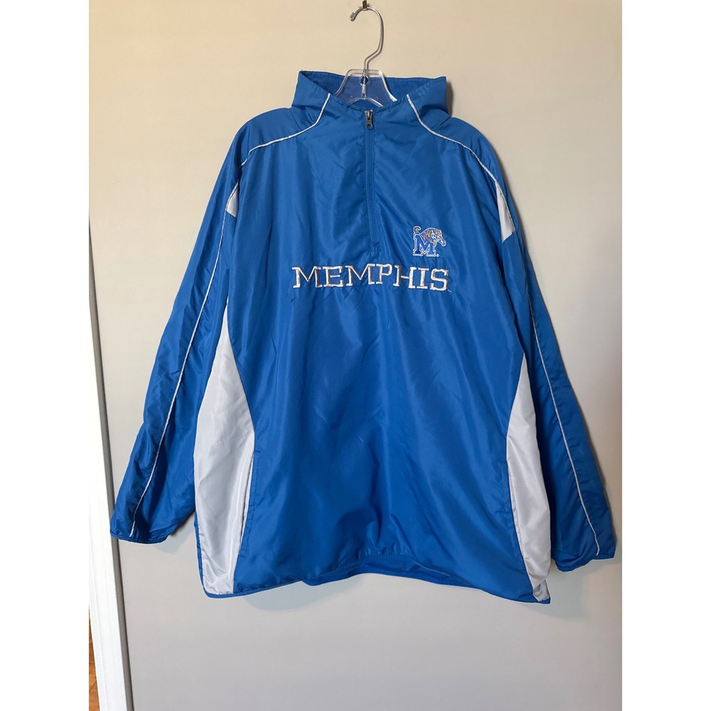 Pro Edge Memphis Tigers Windbreaker Jacket Mens XL Blue Quarter Zip Pullover